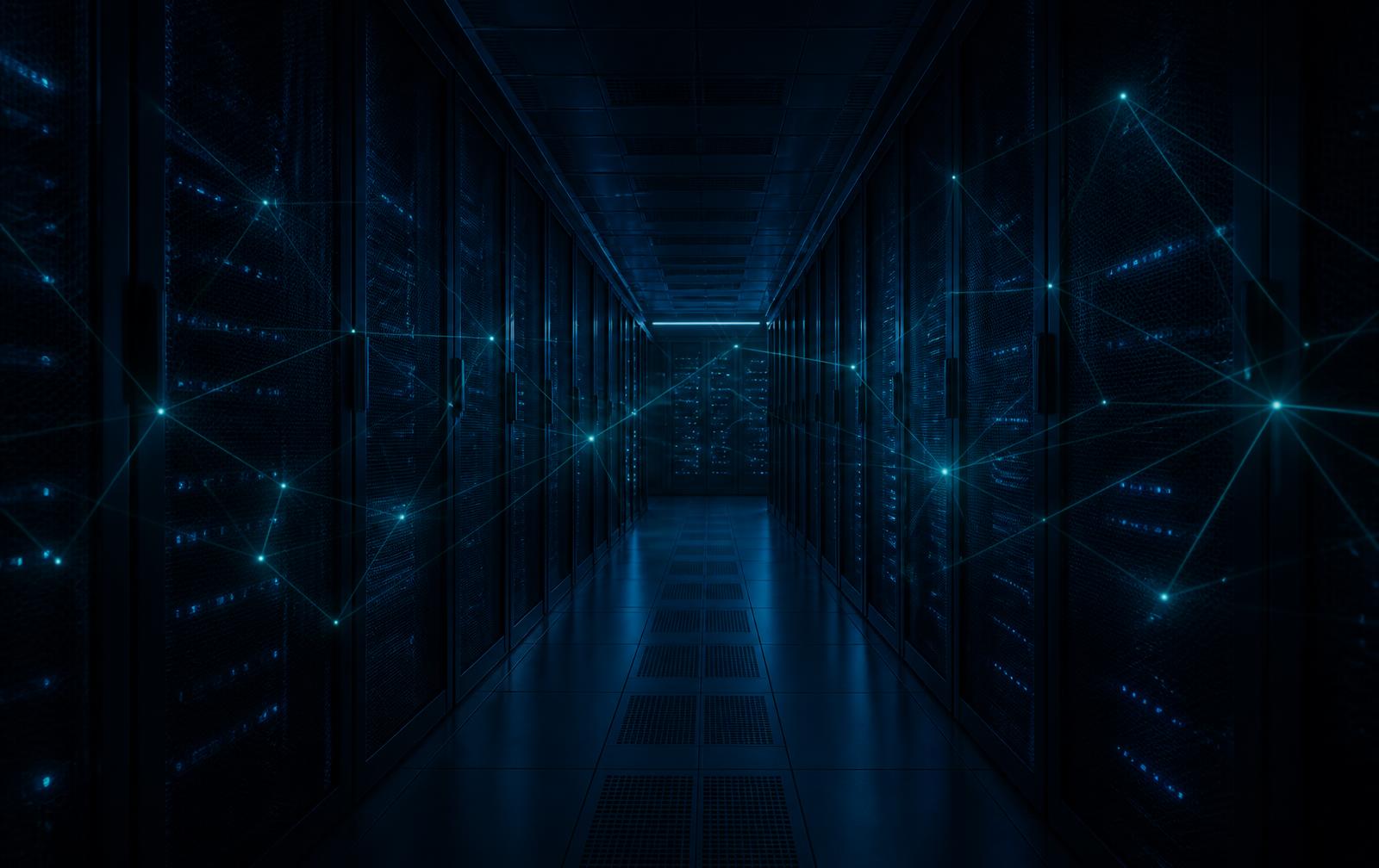 Enterprise data centre corridor with connected network lines